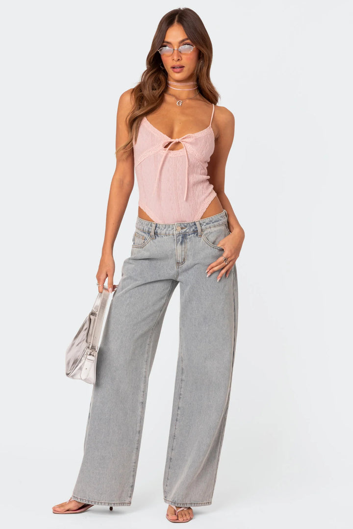 Bondi Pearl - Darcy Bow Jeans | Wide-leg pants - 01