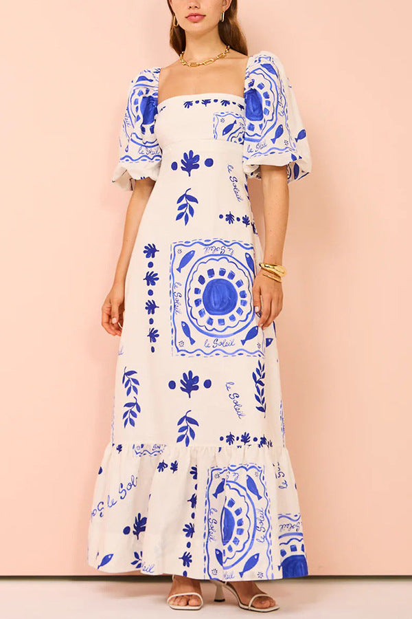Bondi Pearl Coastal Bloom Puff Sleeve Dress | Summer brunch floral dress 4