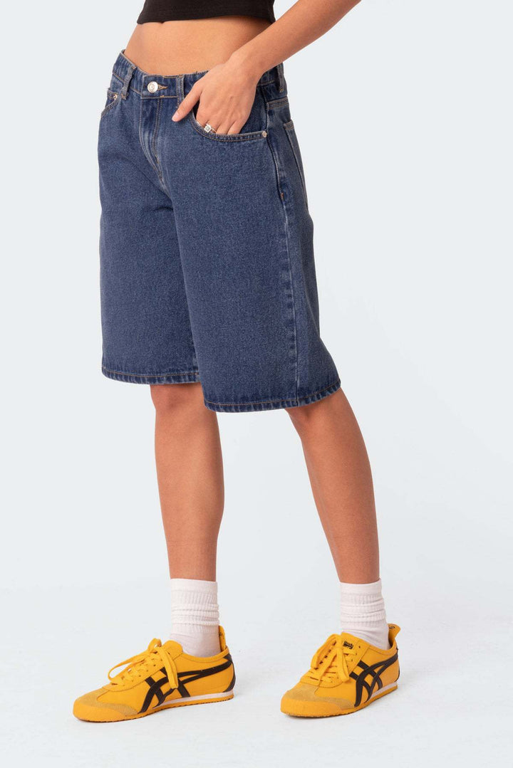 Denim bermuda shorts dames | Knielang model | Relaxte vintage pasvorm