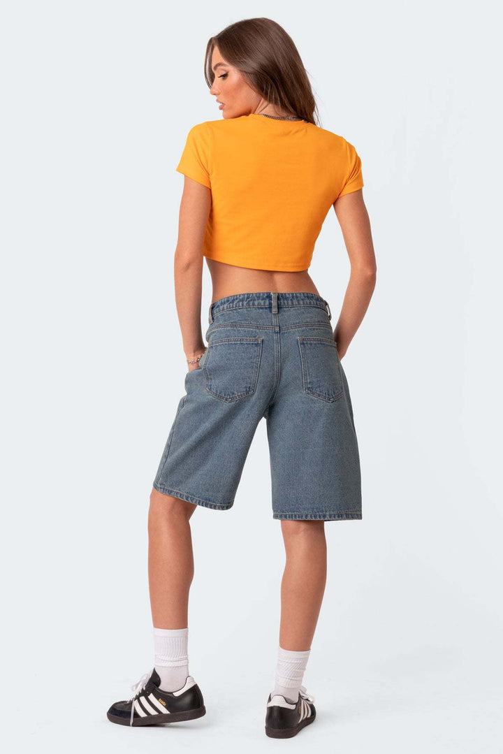 Denim bermuda shorts dames | Knielang model | Relaxte vintage pasvorm