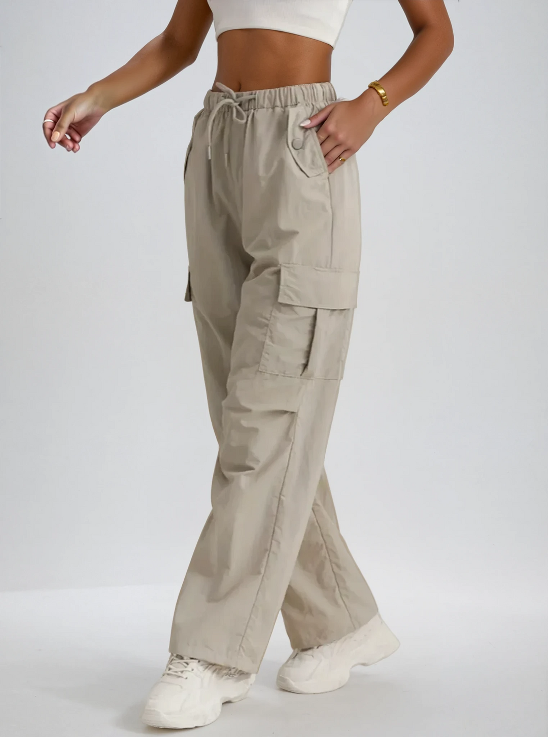 Cargo broek dames | Relaxte pasvorm | Utility stijl met cargozakken | Elastische taille